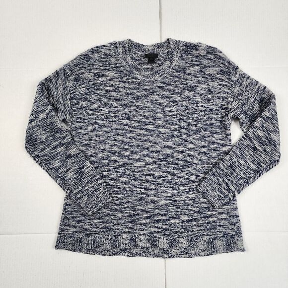 J.Crew Marbled Sweater Crewneck  Blue White Knit Cotton Acrylic Size M - Picture 10 of 11